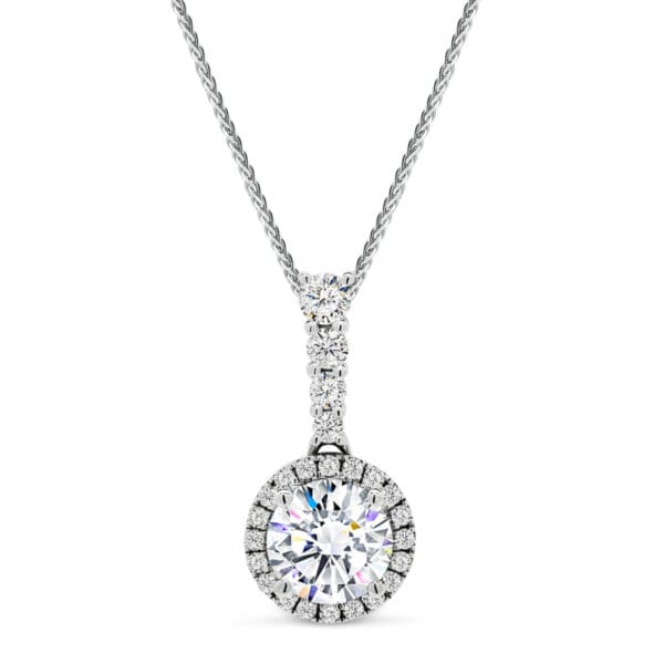 Erina 0.80-1.25ct Lab Grown Diamond vintage halo pendant with encrusted bail