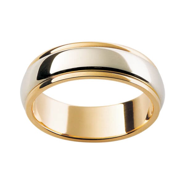 F101 Classic Men'S Two Tone Wedding Band With Polish Edges