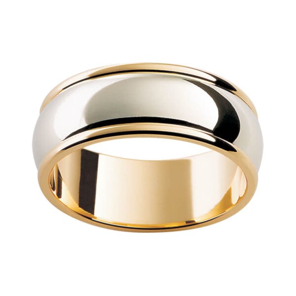 F16 Men'S Two Tone Wedding Band With Polish Edges In Polish Finish