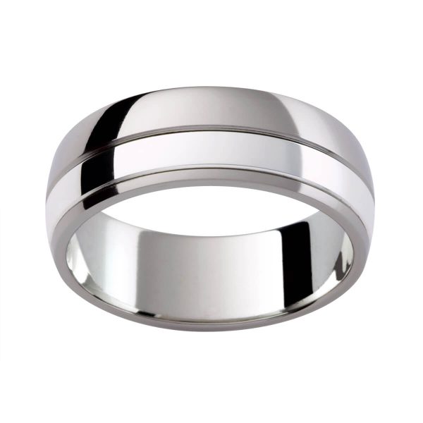 F200 men's band in a stylish white gold contrasting finish with a high polish