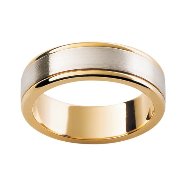 F96 Men'S Ring Two Tone Matt Finish Wih Polish Edges