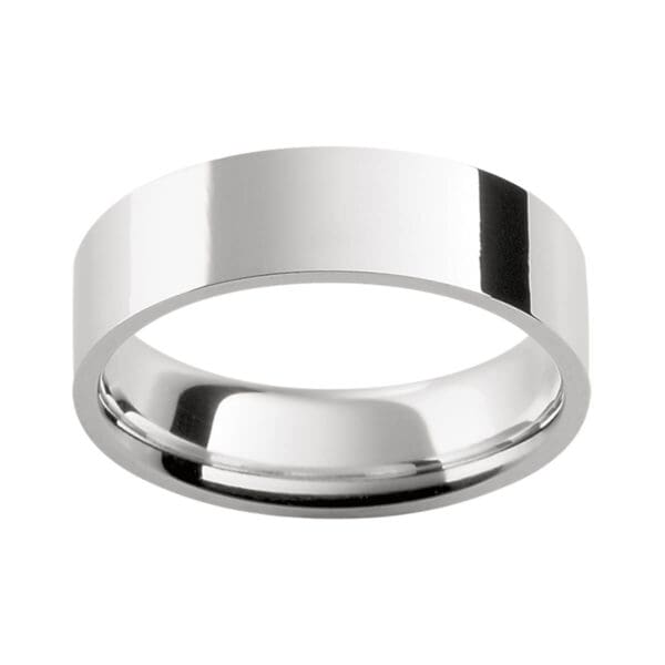 Flat Men'S Ring Plain Flat Band With Contour Fit