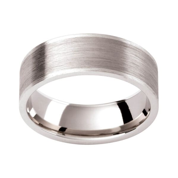 Gc134 Flat Men'S Wedding Ring In Emery Finish With Lighter Contrast Edges