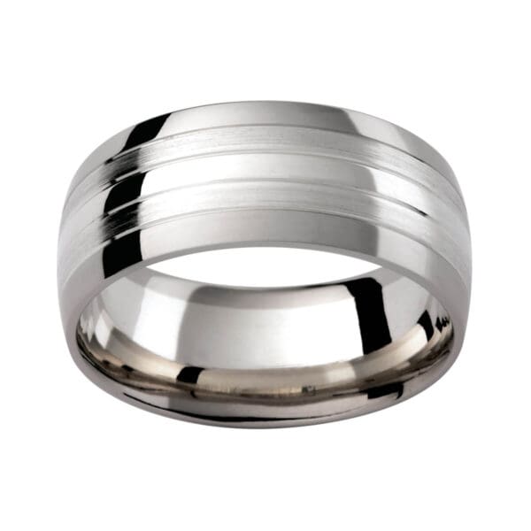 GJ102 men's wedding ring in 9k and 18k white gold with contrasting finish