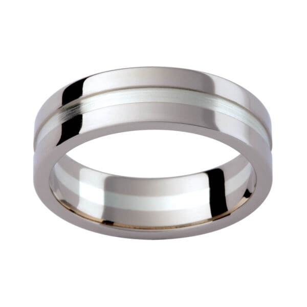 Gj128 Men'S Band With Lowered Centre Section In Brushed And Polished Finish.