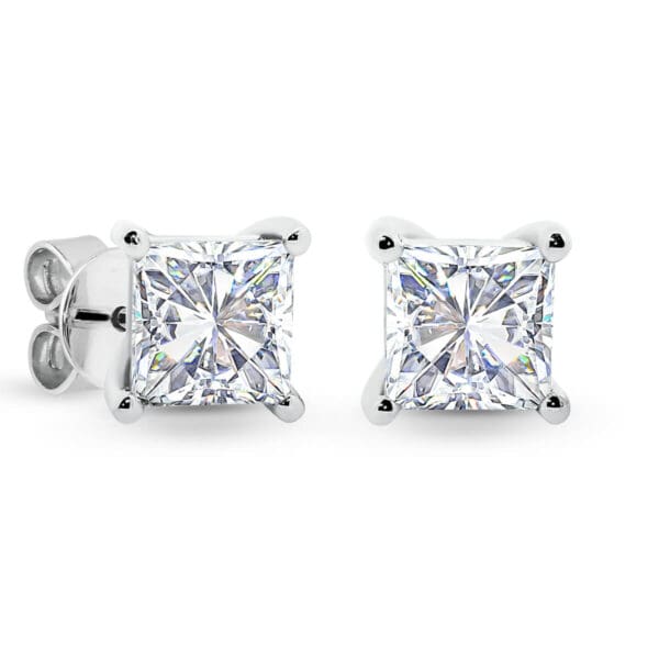 Kim 5.0 solitaire princess cut Moissanite earrings