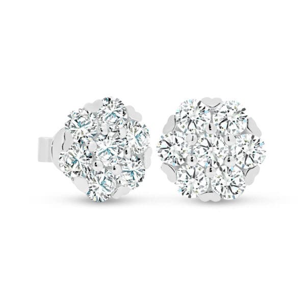 Lucille Moissanite flower shaped cluster stud earrings