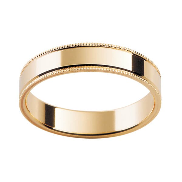 P21 Men'S Wedding Band In A Flat Profile With Decorative Milgrain Edges