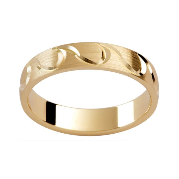 P232 Men'S Ring With Polished Wave Pattern In A Brushed Finish