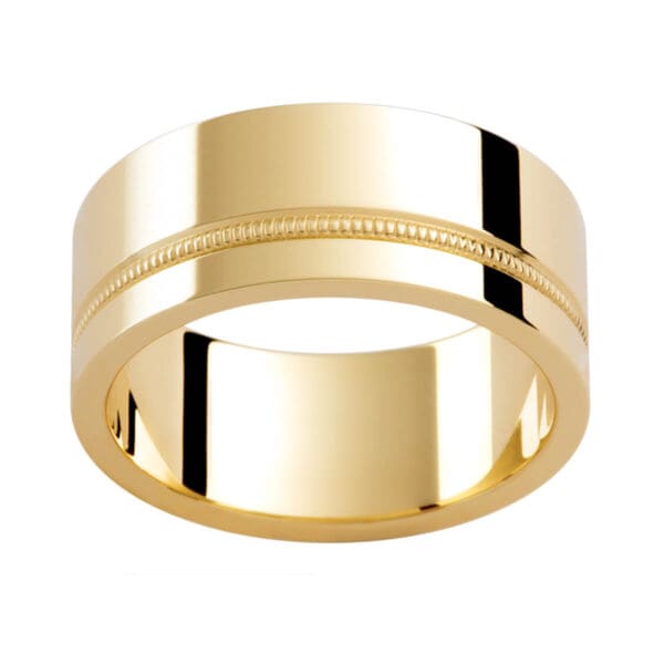 P255 men's yellow gold wedding band with decorative rope detail