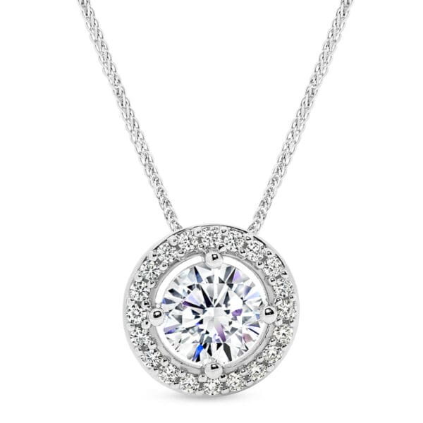 Vicky 0.50-1.00ct vintage halo pendant with slider chain in Australia