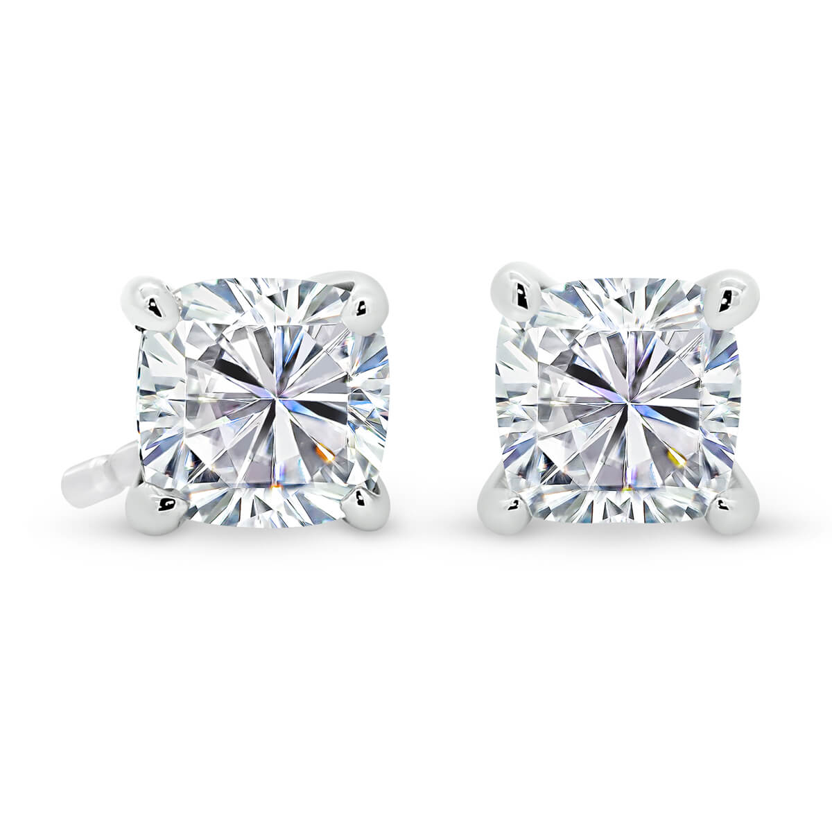 Yumi 4.0-6.0 Moissanite Earrings With Cushion Cut Solitaire Design