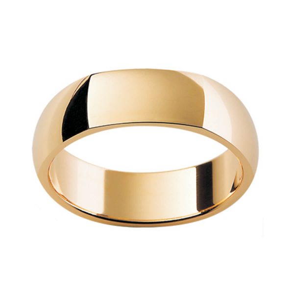 SQ3 men' plain band with flat top signet style in polished gold