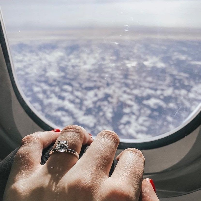 Engagement ring photo plane