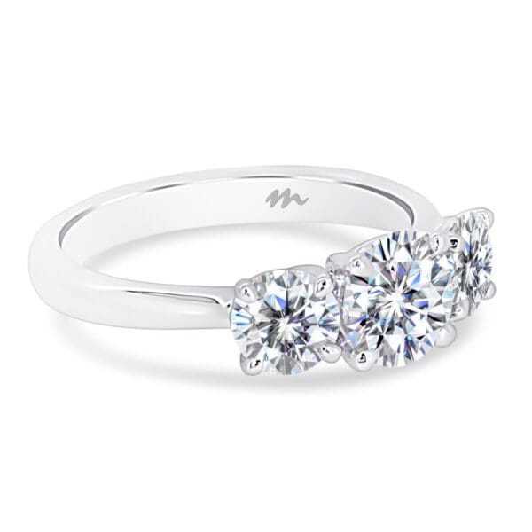 Ayesha 1.00-1.50Ct 3 Stone Round Lab Grown Diamond Trilogy Ring