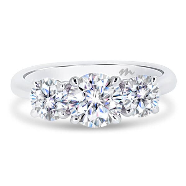 Ayesha 6.5-7.5 3 stone round Moissanite trilogy ring