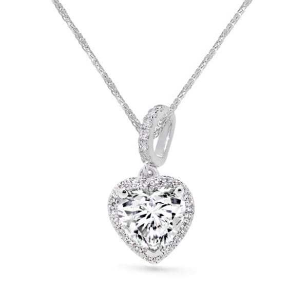 Cora 6.0-6.5 heart halo pendant on stone set bail