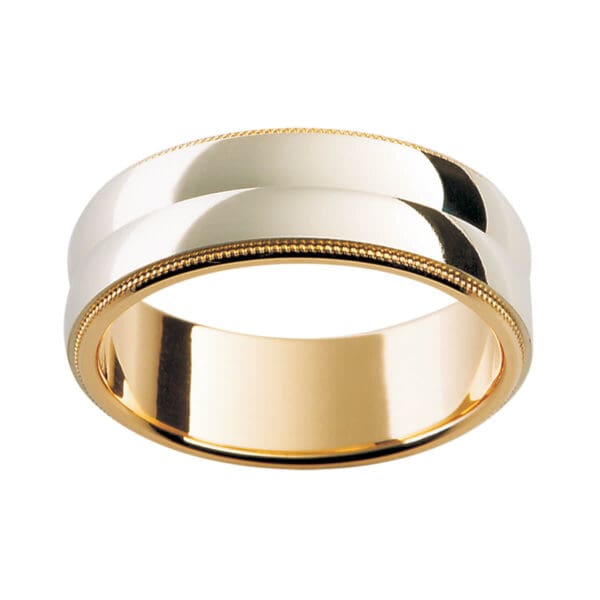 F104 classy men's ring with milgrain edges with faceted overlay centre