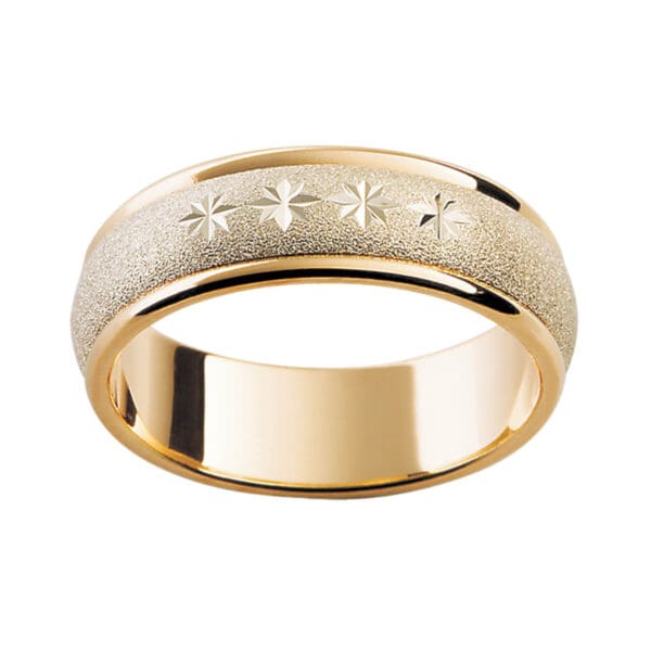 F3M Two Tone Men'S Band With Engraved Star Motif On Specialty Finish