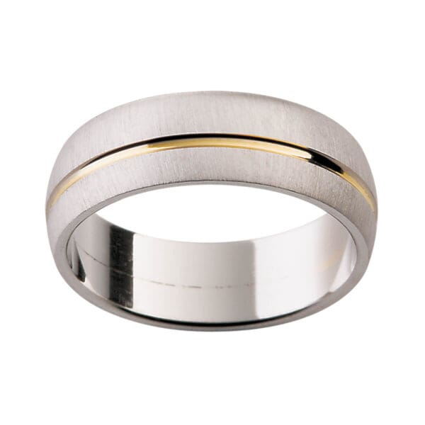 G64 Men'S Band Stylish Wedding Ring In A Special Brushed Finish With A Polished Offset Groove