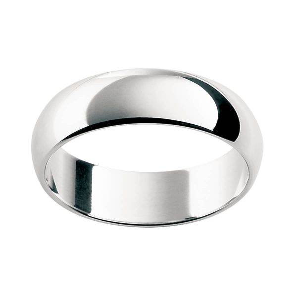 HRD plain 6mm wide rounded doom band in polished white gold