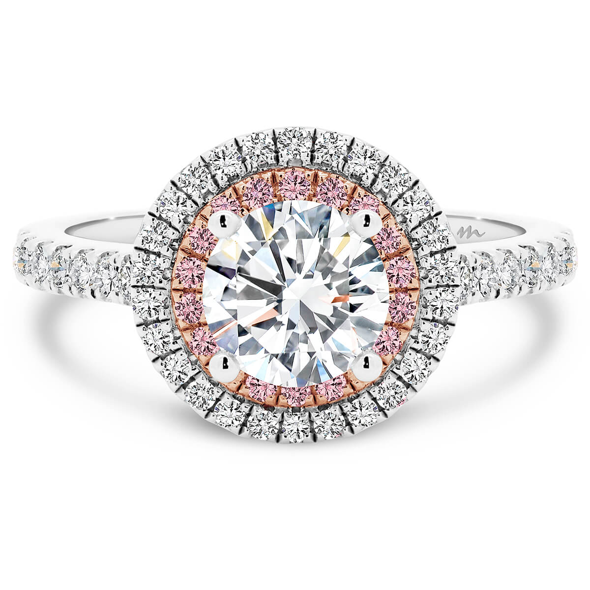 Double Halo Engagement Ring With Pink Lab Grown Diamonds