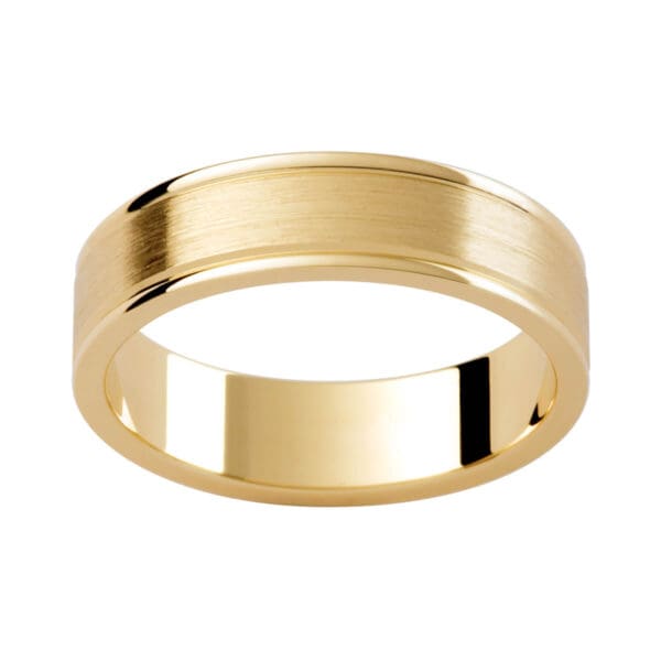 P276 classic men's yellow gold band in brushed finish with polished grooved edge