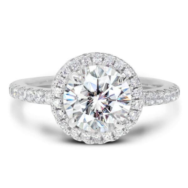 Rosie Round 7.5-8.0 halo Moissanite engagement ring