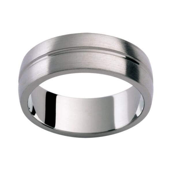 Ti41 classic men's Titanium ring in brushed finish with a polished groove in centre