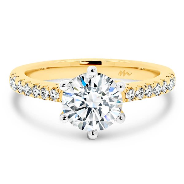 Amy 6.5-7.0 Round engagement ring with tapered Moissanite band