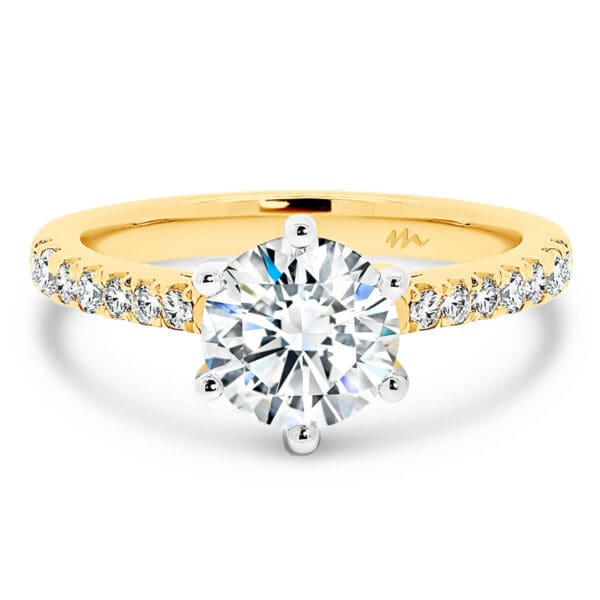 Amy 6.5-7.0 Round Engagement Ring With Tapered Moissanite Band