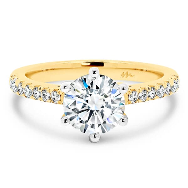 Amy 6.5-7.0 Round Engagement Ring With Tapered Moissanite Band