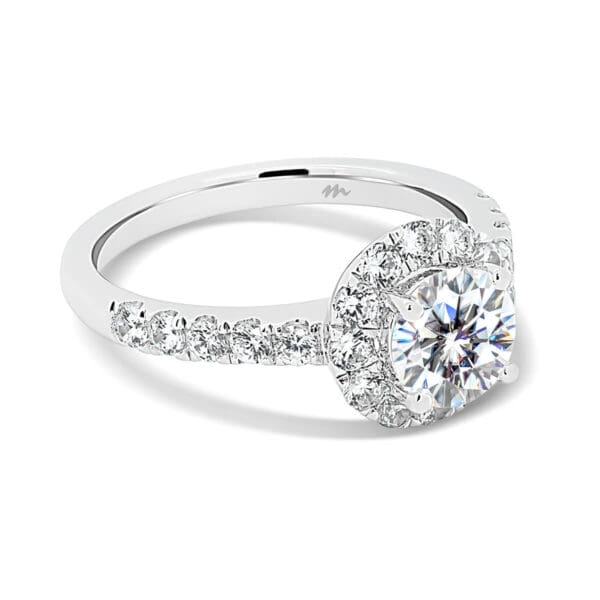 Bridget 1.00-carat 4-prong set halo ring on prong set band