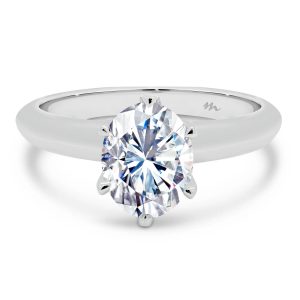 Fiore Oval 9X7-10X8 Solitaire Engagement Ring With Moissanite Encrusted Basket