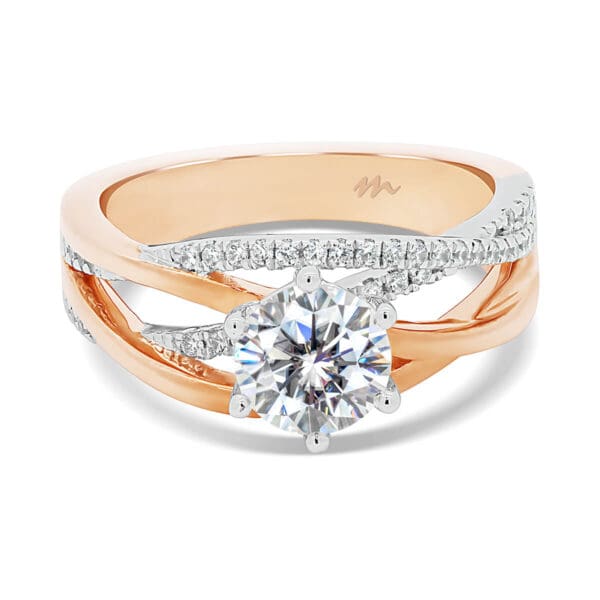 Frances Ring With Assymetrical Interlocking Two-Tone Bands