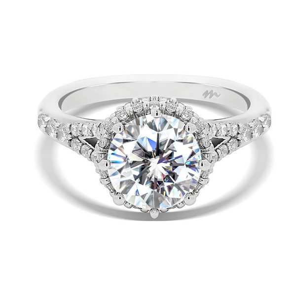 Jeannie double rolling halo engagement ring