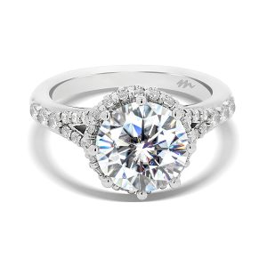 Jeannie double rolling halo engagement ring