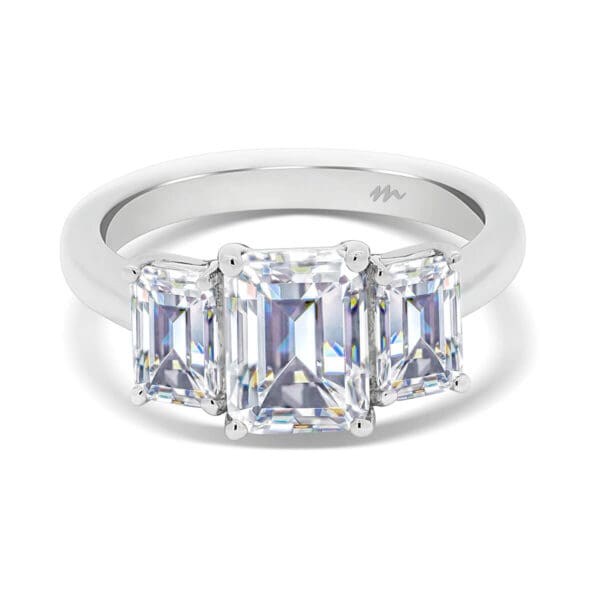 Roxanne Radiant Cut Supernova Moissanite Trilogy Ring