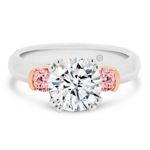 Athens Pink Lab-Grown Diamond Engagement Ring 2.00 Carat Three Stone Design