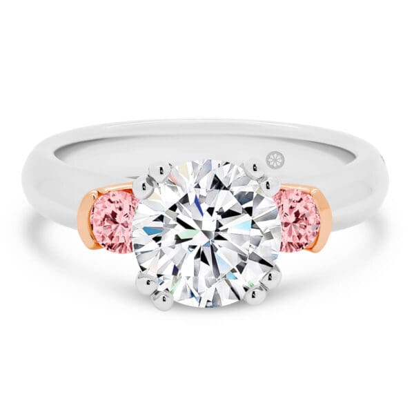 Katharine 2.00ct Pink ring with double 4 prongs in knife-edge band and open gallery