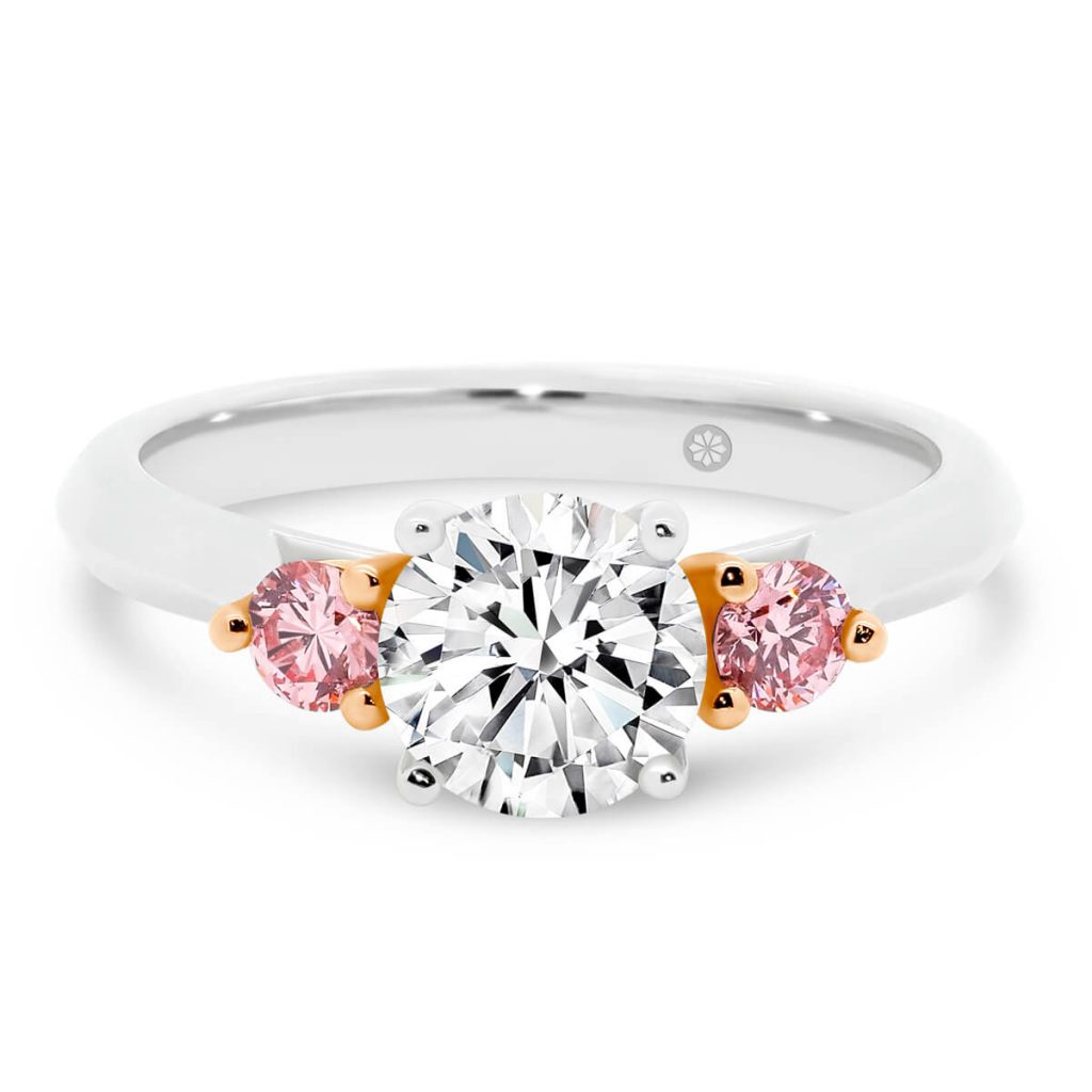 Edinburgh Pink lab-grown diamond engagement ring 1.00 carat centre stone knife edge band