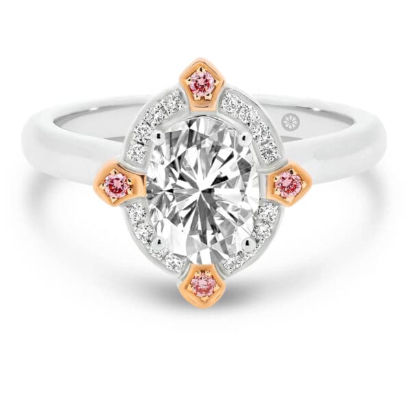 Manhattan Pink oval lab grown diamond ring