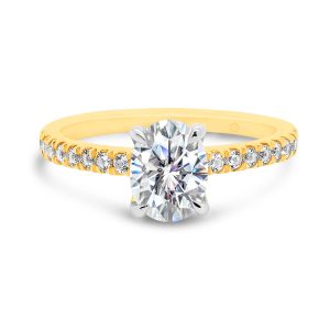 Tori 1.50-2.00 Modern 4-Prong Oval Solitaire Lab Grown Diamond Engagement Ring On A Delicate Prong Set Band