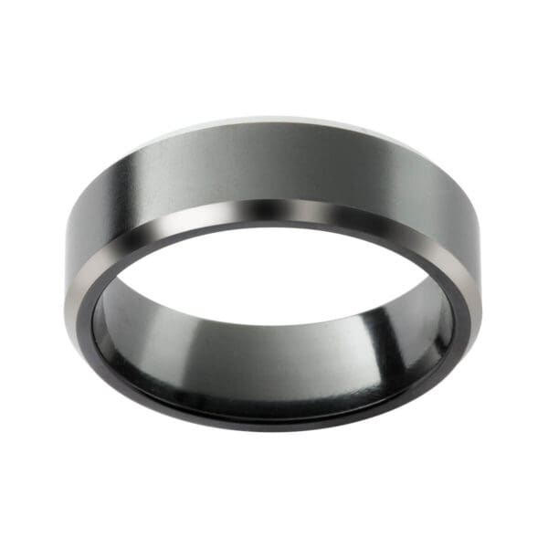 Zrj5 Black Zirconium Flat Band With Bevel Edges