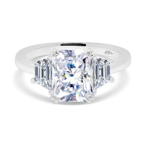 Aubrey Radiant 9X7-10X8 Radiant Trilogy With Trapezoid Side Stones On Plain Band
