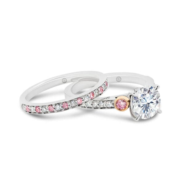 Milan A Pave Set Pink &Amp; White Lab-Grown Diamond Wedding Ring