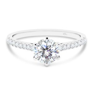 Aspley Round 6.5 6 Prong Solitaire On Graduating Prong Set Half Band With Premium Lab Grown Diamond
