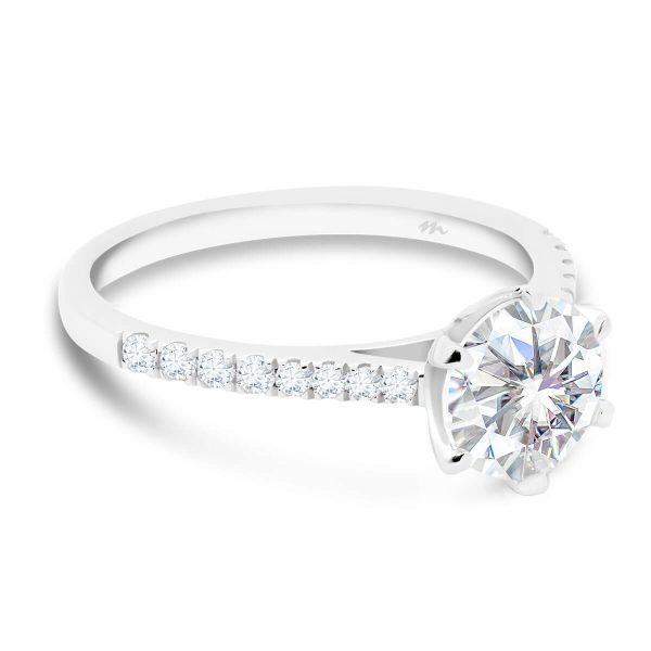 Aspley round 6 prong solitaire on graduating prong set half band with premium lab-grown diamond