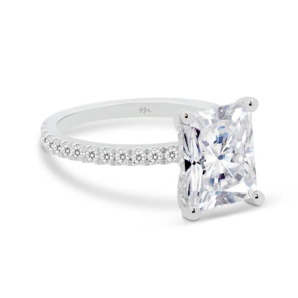 Josephine Large Radiant Ring With Micropave-Setting On Delicate 3/4-Prong Set Band