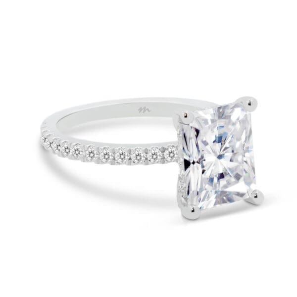 Josephine Large Radiant Ring With Micropave-Setting On Delicate 3/4-Prong Set Band